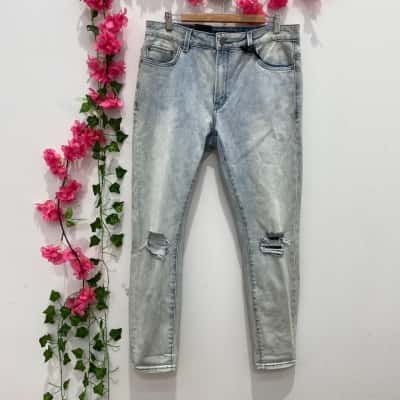 Ziggy Denim Womens Tapered Skinny Crop Jeans Size 32 Blue 