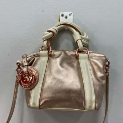Mimco Womens Mini Handbag / Shoulder Bag Off White / Rose Gold 