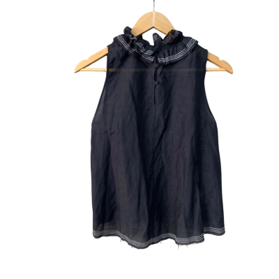 AJE Womens  Size 8 Raw Edge Sleeveless Top Black  