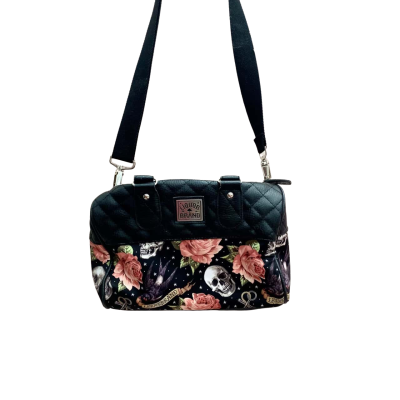 Liquorbrand Skulls & Pink Roses satchel purse