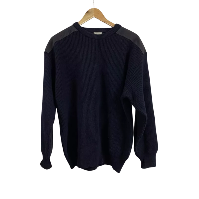 Country Road Workwear Mens  Size M Pure New Wool Crew Neck Jumper Navy Blue 