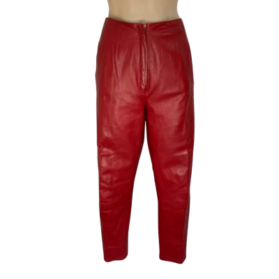 Vintage Ozara Womens Size 10 Red suede Leather Pants 