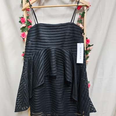 Womens Shona Joy Black Frill Mini Dress Size 8 BNWT