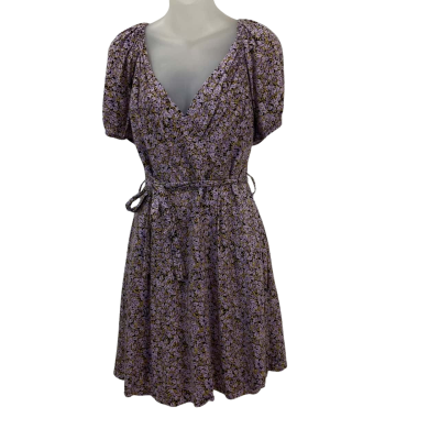 Dotti Women's Floral/Mauve Short Sleeve Mini Dress Size 12