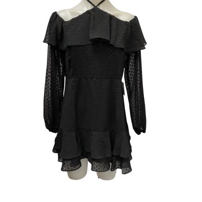 Calli Womens  Lauren Size 14 Off Shoulder, Halter Neck Mini Dress / Mini Dress Black  