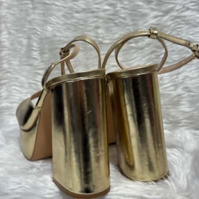  Womens  Size 7 Gold disco heels