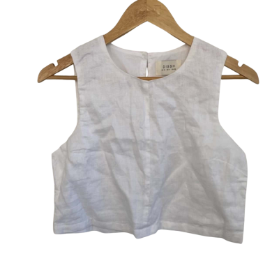 Dissh Womens Linen Size 8 Vest White 