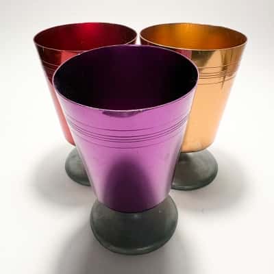 Vtg. Stokes Australasia Limited anodized aluminum travel cups Set of 3