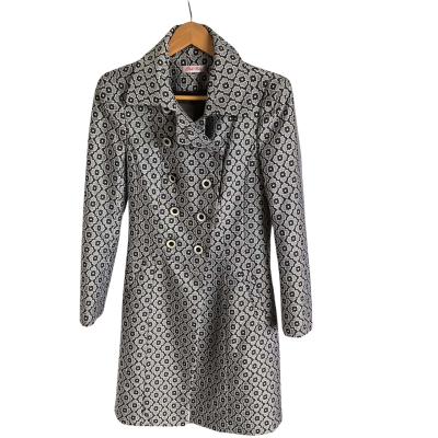 Pink Ruby. MIDI jacket, Womens  Size 10 Black  / Grey / Pattern / White 