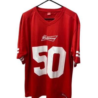  Mens  Size L Short Sleeve Budweiser  T-shirt Red 