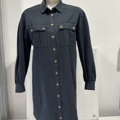 Witchery Womens  Size 12 Shirt Dress Navy Blue 