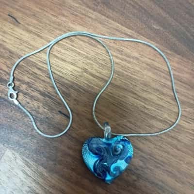 Glass Pendant on Chain Stamped '925'
