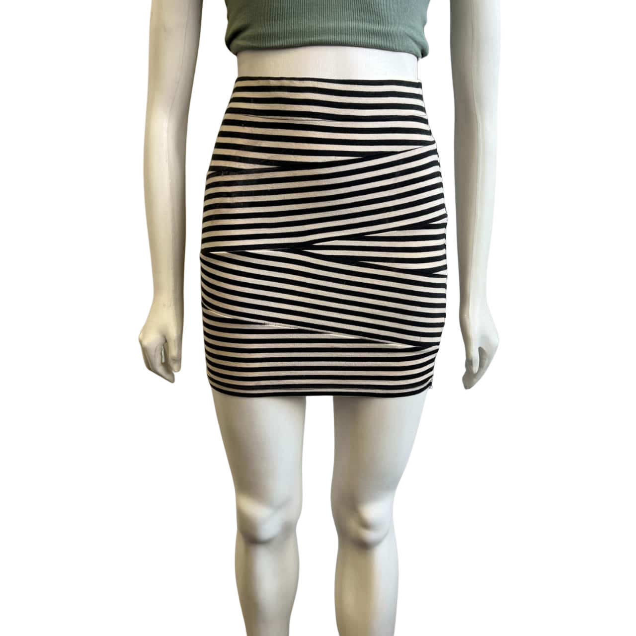 Bardot Womens Size 6 Striped Mini Skirt Black/Cream