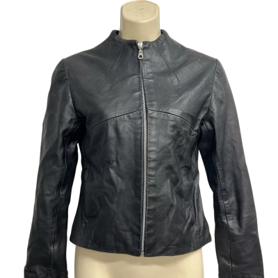 Ted Baker Womens Size 2 Black Leather Jacket  