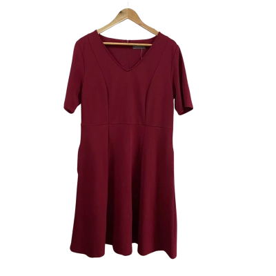 Jacqui-E Womens  Size 14 V-Neck Short Sleeve Midi Dress 