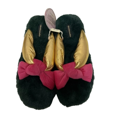 Peter Alexander Womens Pink, Green & Gold Slippers Size M