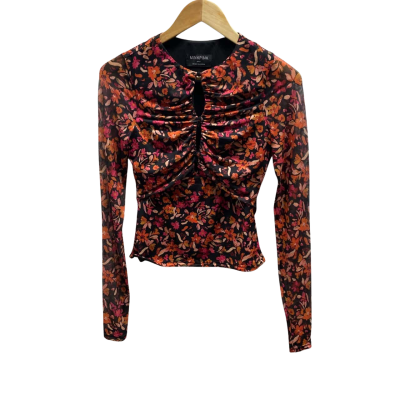 Minkpink Womens  Size S Black & Orange Floral Top