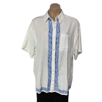 Billabong Womens Size M White / Blue Embroidered Trim Short Sleeve Shirt (new)
