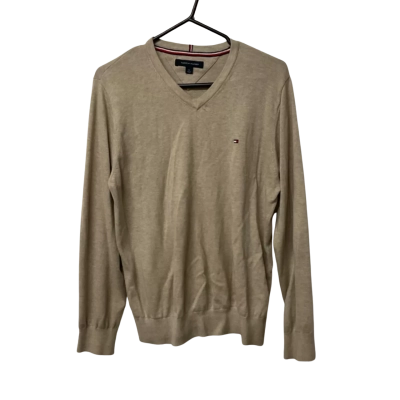 Men’s Tommy Hilfiger Size S Khaki V-Neck Jumper