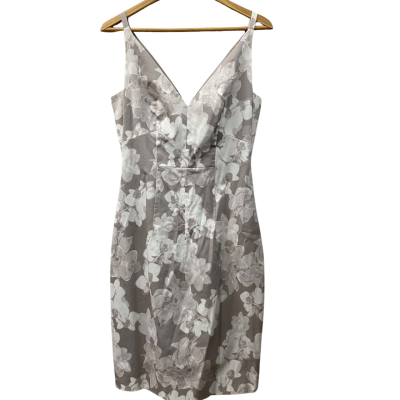 Saba Womens  Size 10 Midi Dress / Sleeveless Dress  Floral / Grey / White 