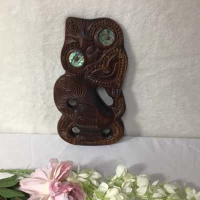 Moana Wood Carving with Paua Shell Eyes