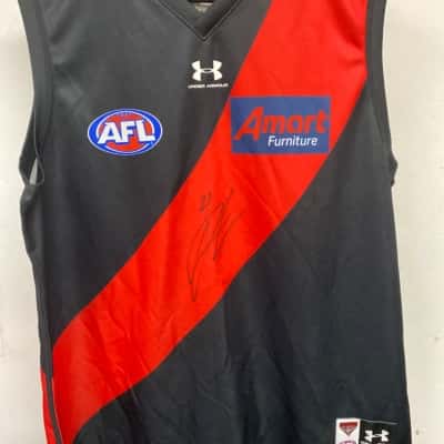 Essendon 2020 signed gurnsey AFL Mens  Size XL Jersey Black  / Red 