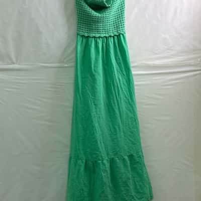 Ghanda Womens  Size M Maxi Dress / Shoestring Strap Dress Coral / Green 