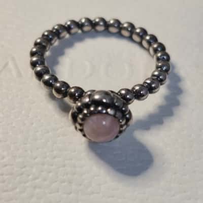 Pandora Womens Beaded Ring collection with Rose Quartz 