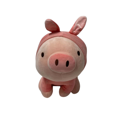Miniso Sitting Piglet Plush Toy with Rabbit Hoodie