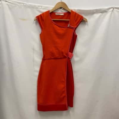 Karen Millen Women's Knit Dress Size 1 Orange / Red 