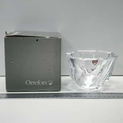 Orrefors Sweden Crystal Residence Bowl Olle Alberius Boxed Swedish Art Glass