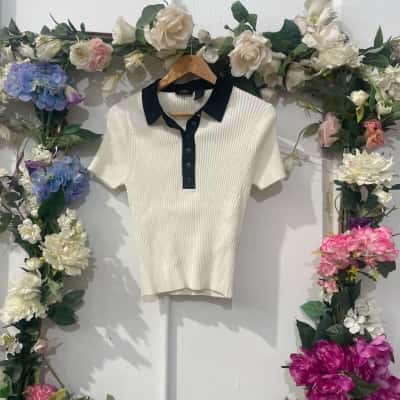 Oxford ribbed polo top Size uk10 (au8)