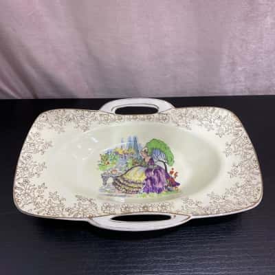 Portland Pottery “Regal Works”Serving Dish Featuring the “ Cobridge” Crinoline Lavender Lady” Pattern 