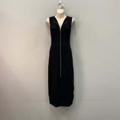 Forever New  Ribbed stretch  Size 6 Dress Black  / Gold Zip