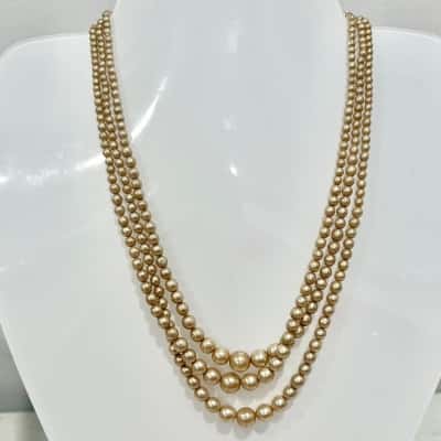 Vintage Triple Strand Pearl Necklace 