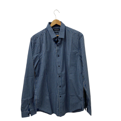 Country Road Mens  Size L Checked Shirt Navy Blue 
