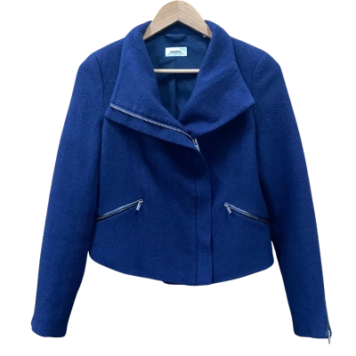 Marcs Navy Blue Merino Wool Cropped Jacket Size 8