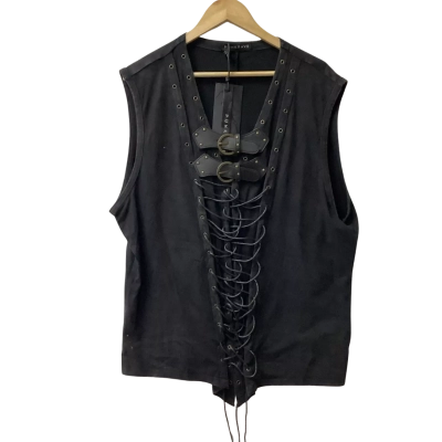 punkrave Mens Black laced vest C