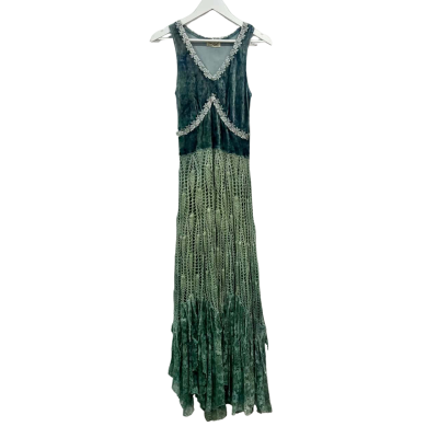 Tee of Life Green Velvet/Lace Boho Dress Size M