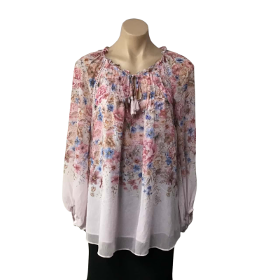 Just Jeans Womens Size 16 Pink / Multicoloured Floral Long Sleeve Top