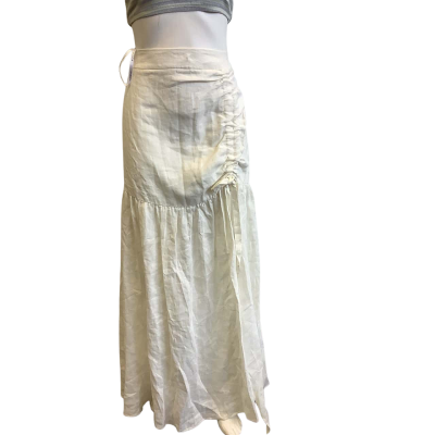 BNWT Studio F Women's Size EUR 40 Linen Maxi Skirt White 