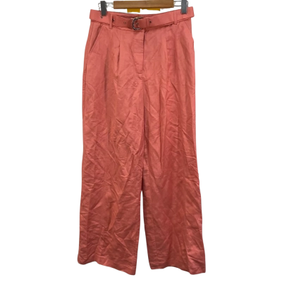 BNWT Cue Womens Size 10 Wide Leg Linen Pants Pink / Watermelon