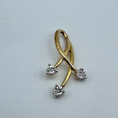 925 SUN Silver Gold Tone & Clear Stone Pendant