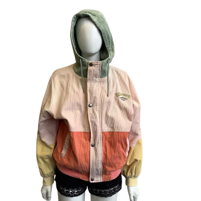 Billabong Women's Size 8 Corduroy Hooded Bomber Jacket Multicoloured 