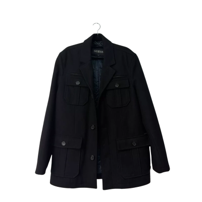 Guess Mens Multi Pocket Wool Blend Jacket Size M Black  