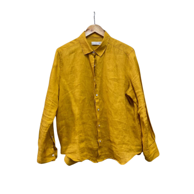 Assembly Label Womens  Size 10 Linen Long Sleeve Shirt Mustard 