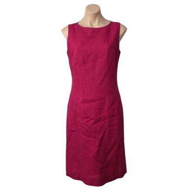 Simona Womens Size 10 Bright Pink Linen Sleeveless Dress