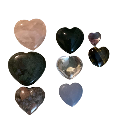 8 heart shaped crystals 