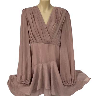 Showpo Womens Claudita Long Sleeve Hi-Low Hem Maxi Dress Size 18- Dusty Rose