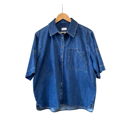 Gorman Womens  Size 12 Short Sleeve Denim Shirt Blue 